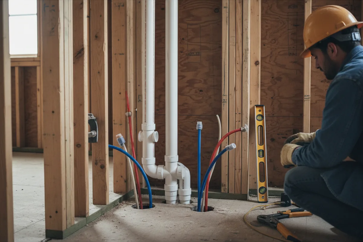 Drain and supply rough-in during Drain Cleaning in Sherman